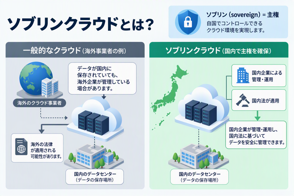 ソブリンクラウドとは?の説明をまとめた画像